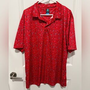 Pro Tour Patterned Polo - Red Design‎ - Size 2XL